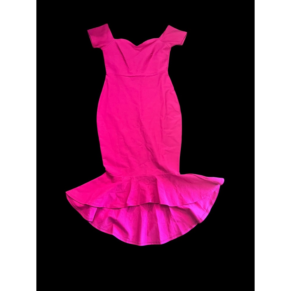 Lulus Magenta Pink Off the Shoulder Mermaid High Low Hem Formal Dress NEW Large
